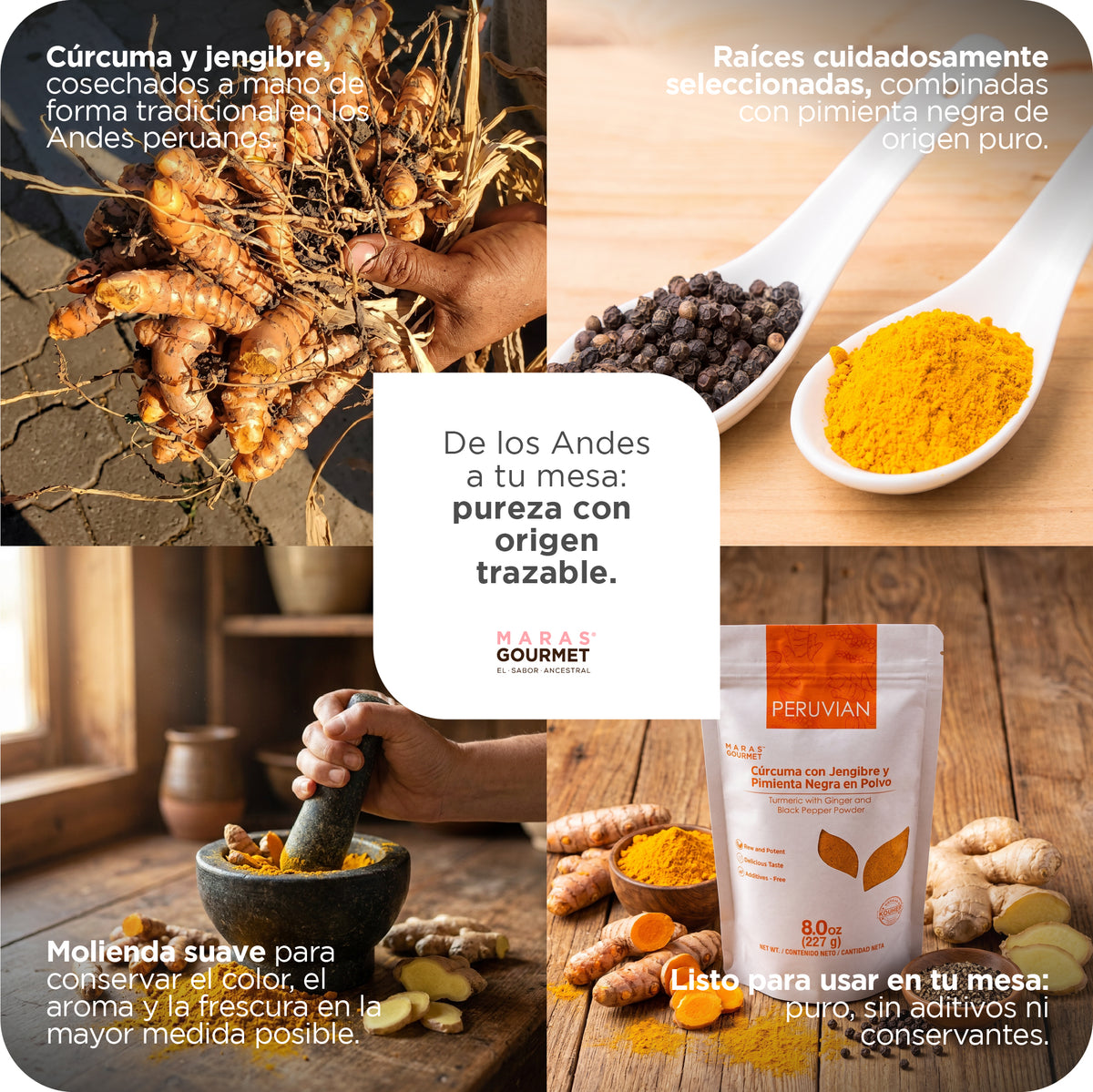 Cúrcuma con Jengibre y Pimienta Negra-Bolsa x 227 g