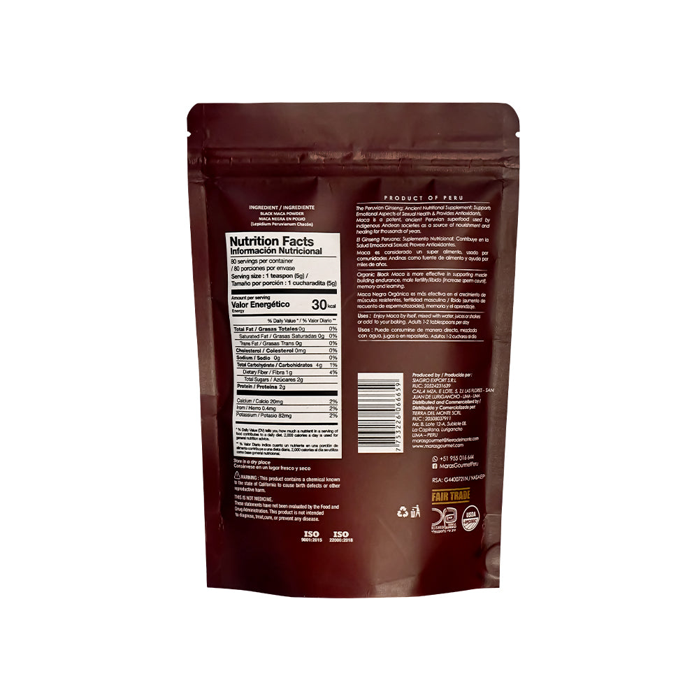 Maca Negra Orgánica Gelatinizada - Doypack - 400g