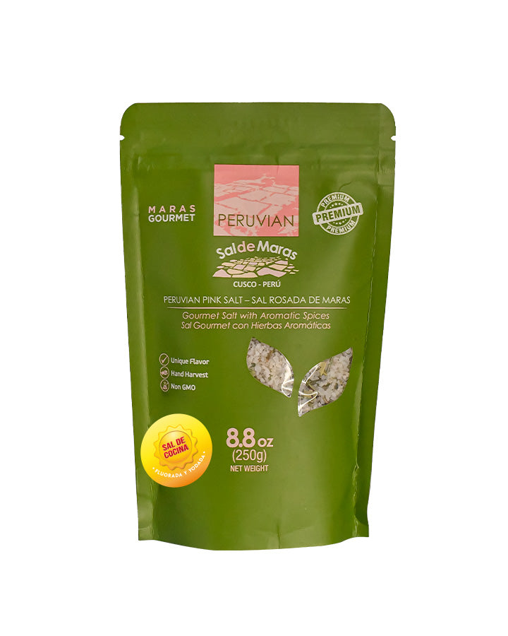 Sal de Maras con Especias Aromáticas bolsa 250g - Maras Gourmet Perú
