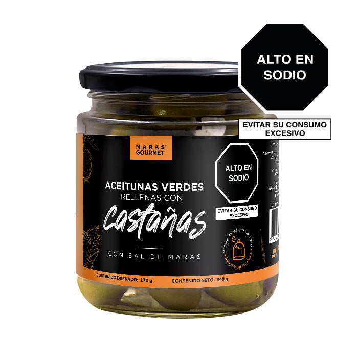 Aceitunas Verdes con Sal de Maras Rellenas con Castañas